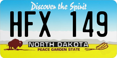 ND license plate HFX149