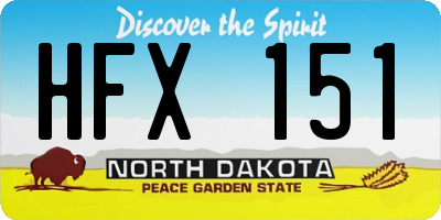 ND license plate HFX151