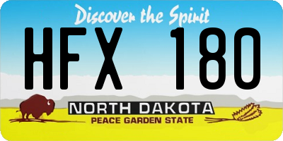 ND license plate HFX180
