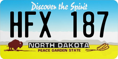 ND license plate HFX187