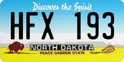 ND license plate HFX193