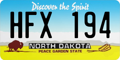 ND license plate HFX194