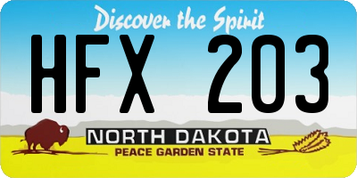 ND license plate HFX203