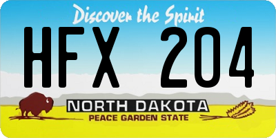 ND license plate HFX204