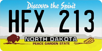 ND license plate HFX213