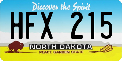 ND license plate HFX215