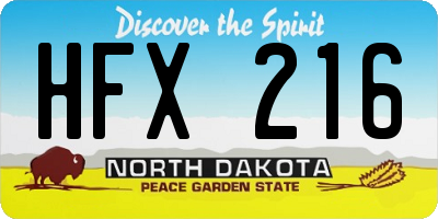 ND license plate HFX216