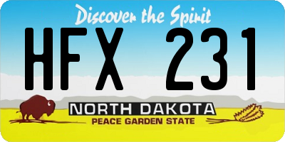 ND license plate HFX231