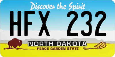 ND license plate HFX232