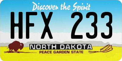 ND license plate HFX233