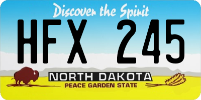 ND license plate HFX245