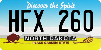 ND license plate HFX260