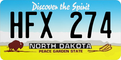 ND license plate HFX274
