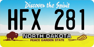 ND license plate HFX281