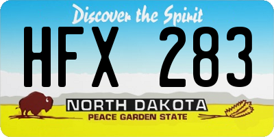 ND license plate HFX283