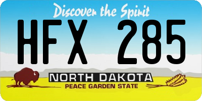 ND license plate HFX285