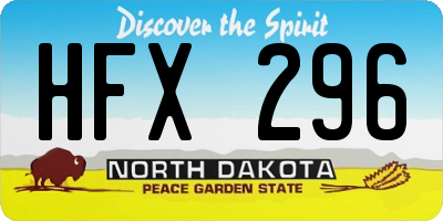 ND license plate HFX296