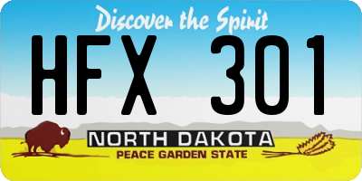 ND license plate HFX301