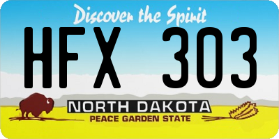 ND license plate HFX303