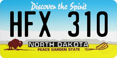 ND license plate HFX310
