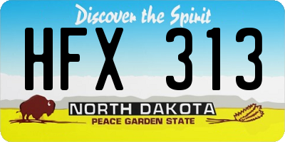 ND license plate HFX313