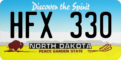 ND license plate HFX330