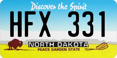 ND license plate HFX331