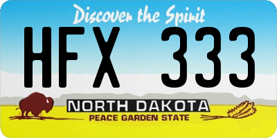 ND license plate HFX333