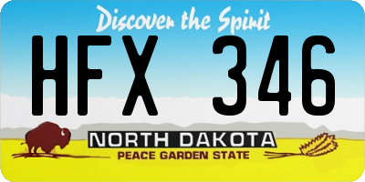 ND license plate HFX346