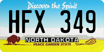 ND license plate HFX349