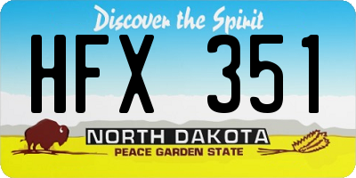 ND license plate HFX351