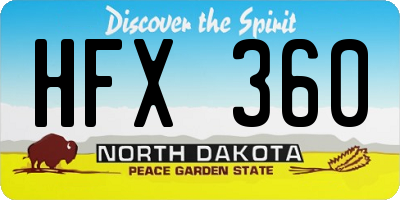ND license plate HFX360