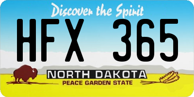 ND license plate HFX365