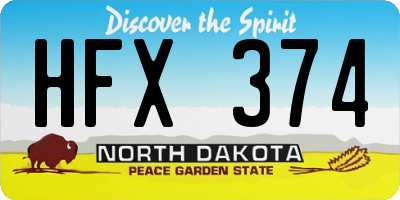 ND license plate HFX374