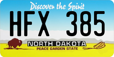 ND license plate HFX385