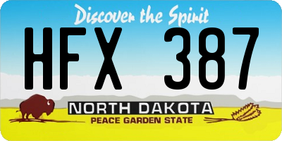 ND license plate HFX387