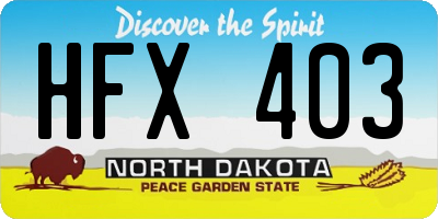 ND license plate HFX403