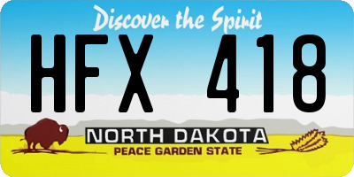 ND license plate HFX418