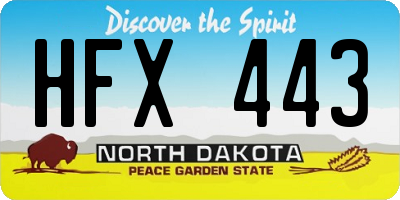 ND license plate HFX443
