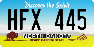 ND license plate HFX445