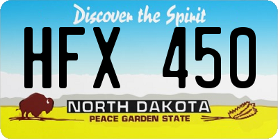 ND license plate HFX450