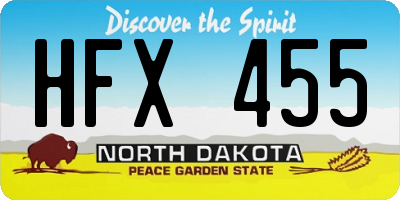 ND license plate HFX455