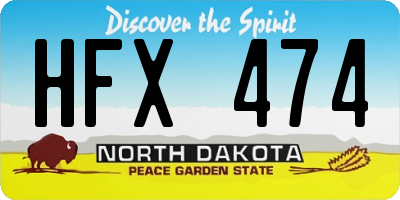 ND license plate HFX474