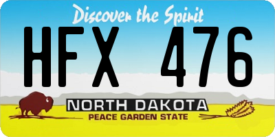 ND license plate HFX476