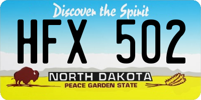 ND license plate HFX502