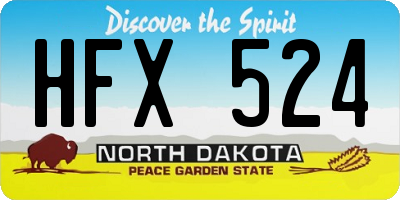 ND license plate HFX524