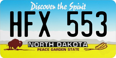 ND license plate HFX553