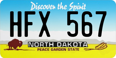 ND license plate HFX567
