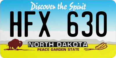 ND license plate HFX630