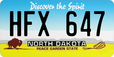 ND license plate HFX647